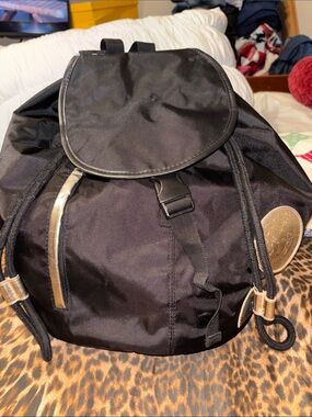 Versace Black Backpack with Gold Accents